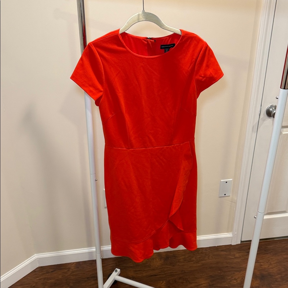 Saks Fifth Avenue Black Label Vibrant Orange Midi Dress